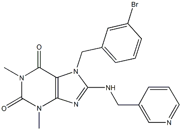 7-(3-bromobenzyl)-1,3-dimethyl-8-[(3-pyridinylmethyl)amino]-3,7-dihydro-1H-purine-2,6-dione Struktur