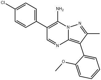 6-(4-chlorophenyl)-3-(2-methoxyphenyl)-2-methylpyrazolo[1,5-a]pyrimidin-7-ylamine Struktur