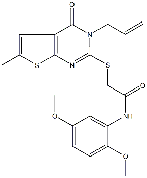 2-[(3-allyl-6-methyl-4-oxo-3,4-dihydrothieno[2,3-d]pyrimidin-2-yl)thio]-N-(2,5-dimethoxyphenyl)acetamide Struktur