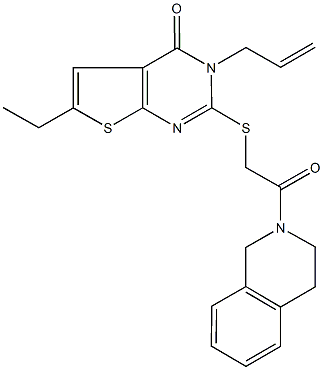 3-allyl-2-{[2-(3,4-dihydro-2(1H)-isoquinolinyl)-2-oxoethyl]thio}-6-ethylthieno[2,3-d]pyrimidin-4(3H)-one Struktur