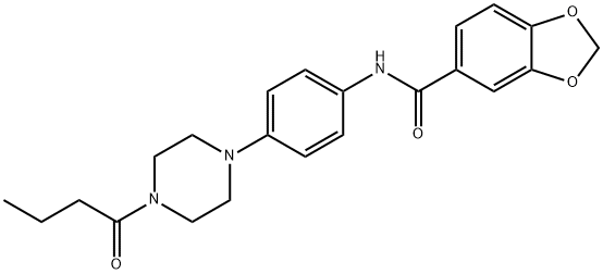 N-[4-(4-butyryl-1-piperazinyl)phenyl]-1,3-benzodioxole-5-carboxamide Struktur