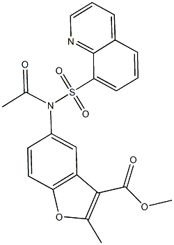 methyl 5-[acetyl(8-quinolinylsulfonyl)amino]-2-methyl-1-benzofuran-3-carboxylate Struktur