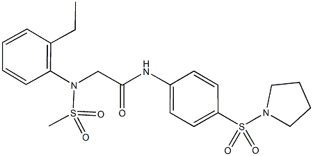 2-[2-ethyl(methylsulfonyl)anilino]-N-[4-(1-pyrrolidinylsulfonyl)phenyl]acetamide Struktur