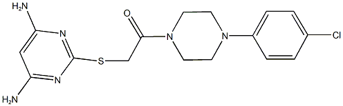 6-amino-2-({2-[4-(4-chlorophenyl)-1-piperazinyl]-2-oxoethyl}sulfanyl)-4-pyrimidinylamine Struktur