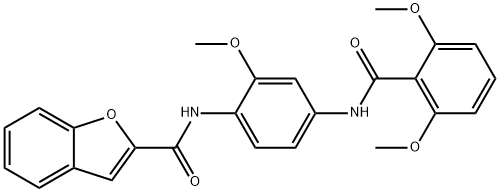 N-{4-[(2,6-dimethoxybenzoyl)amino]-2-methoxyphenyl}-1-benzofuran-2-carboxamide Struktur