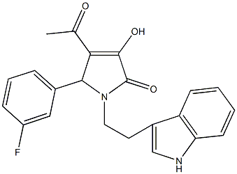 4-acetyl-5-(3-fluorophenyl)-3-hydroxy-1-[2-(1H-indol-3-yl)ethyl]-1,5-dihydro-2H-pyrrol-2-one Struktur