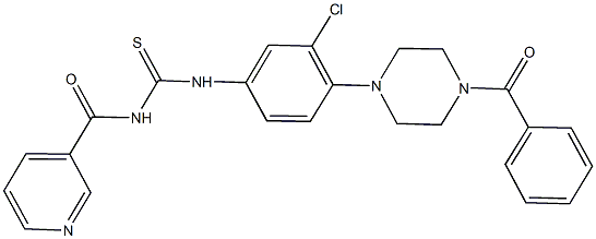 N-[4-(4-benzoyl-1-piperazinyl)-3-chlorophenyl]-N'-(3-pyridinylcarbonyl)thiourea Struktur