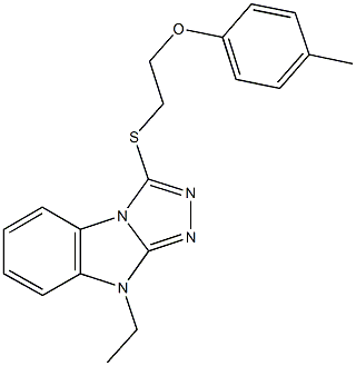 2-[(9-ethyl-9H-[1,2,4]triazolo[4,3-a]benzimidazol-3-yl)sulfanyl]ethyl 4-methylphenyl ether Struktur