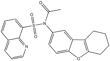 N-acetyl-N-(6,7,8,9-tetrahydrodibenzo[b,d]furan-2-yl)-8-quinolinesulfonamide Struktur