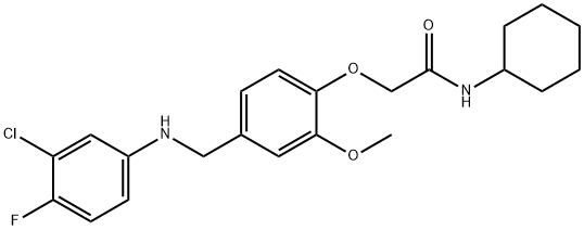 2-{4-[(3-chloro-4-fluoroanilino)methyl]-2-methoxyphenoxy}-N-cyclohexylacetamide Struktur