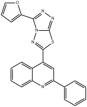 4-[3-(2-furyl)[1,2,4]triazolo[3,4-b][1,3,4]thiadiazol-6-yl]-2-phenylquinoline Struktur