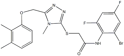 N-(2-bromo-4,6-difluorophenyl)-2-({5-[(2,3-dimethylphenoxy)methyl]-4-methyl-4H-1,2,4-triazol-3-yl}sulfanyl)acetamide Struktur