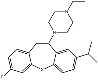 1-ethyl-4-(3-fluoro-8-isopropyl-10,11-dihydrodibenzo[b,f]thiepin-10-yl)piperazine Struktur