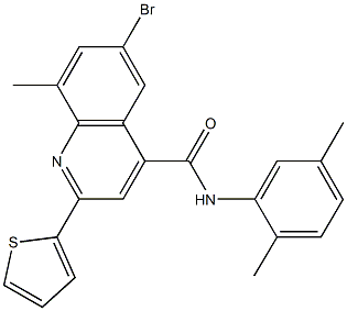 6-bromo-N-(2,5-dimethylphenyl)-8-methyl-2-(2-thienyl)-4-quinolinecarboxamide Struktur