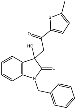 1-benzyl-3-hydroxy-3-[2-(5-methyl-2-thienyl)-2-oxoethyl]-1,3-dihydro-2H-indol-2-one Struktur