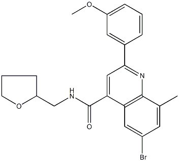 6-bromo-2-(3-methoxyphenyl)-8-methyl-N-(tetrahydro-2-furanylmethyl)-4-quinolinecarboxamide Struktur