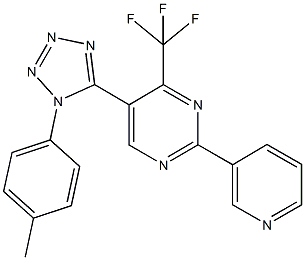 5-[1-(4-methylphenyl)-1H-tetraazol-5-yl]-2-(3-pyridinyl)-4-(trifluoromethyl)pyrimidine Struktur