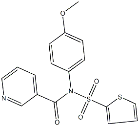 N-(4-methoxyphenyl)-N-(3-pyridinylcarbonyl)-2-thiophenesulfonamide Struktur