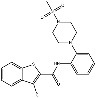 3-chloro-N-{2-[4-(methylsulfonyl)-1-piperazinyl]phenyl}-1-benzothiophene-2-carboxamide Struktur