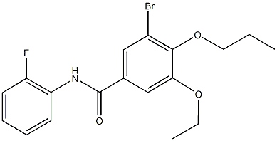 3-bromo-5-ethoxy-N-(2-fluorophenyl)-4-propoxybenzamide Struktur