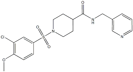 1-[(3-chloro-4-methoxyphenyl)sulfonyl]-N-(3-pyridinylmethyl)-4-piperidinecarboxamide Struktur