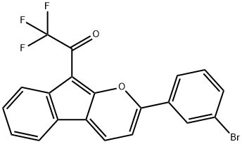 1-[2-(3-bromophenyl)indeno[2,1-b]pyran-9-yl]-2,2,2-trifluoroethanone Struktur