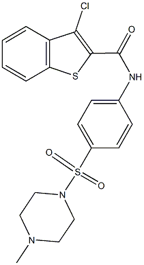 3-chloro-N-{4-[(4-methyl-1-piperazinyl)sulfonyl]phenyl}-1-benzothiophene-2-carboxamide Struktur