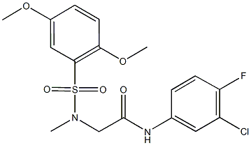 N-(3-chloro-4-fluorophenyl)-2-[[(2,5-dimethoxyphenyl)sulfonyl](methyl)amino]acetamide Struktur