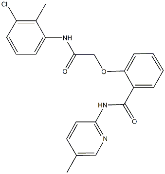 2-[2-(3-chloro-2-methylanilino)-2-oxoethoxy]-N-(5-methyl-2-pyridinyl)benzamide Struktur