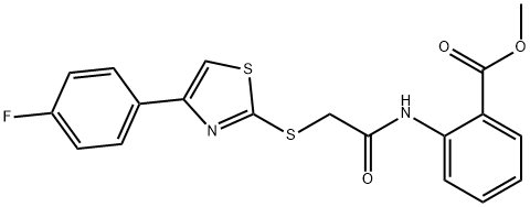 methyl 2-[({[4-(4-fluorophenyl)-1,3-thiazol-2-yl]sulfanyl}acetyl)amino]benzoate Struktur