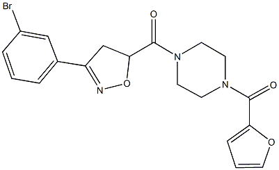 1-{[3-(3-bromophenyl)-4,5-dihydro-5-isoxazolyl]carbonyl}-4-(2-furoyl)piperazine Struktur