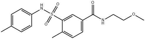 N-(2-methoxyethyl)-4-methyl-3-(4-toluidinosulfonyl)benzamide Struktur