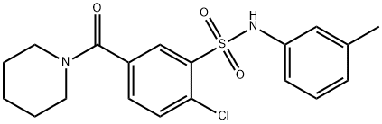 2-chloro-N-(3-methylphenyl)-5-(1-piperidinylcarbonyl)benzenesulfonamide Struktur