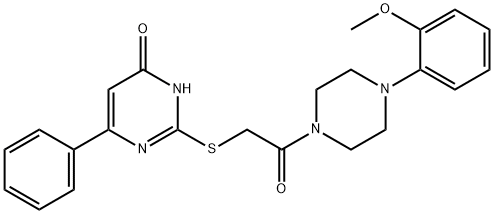 2-({2-[4-(2-methoxyphenyl)-1-piperazinyl]-2-oxoethyl}sulfanyl)-6-phenyl-4(1H)-pyrimidinone Struktur