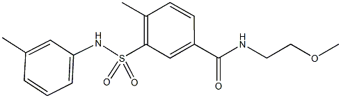 N-(2-methoxyethyl)-4-methyl-3-(3-toluidinosulfonyl)benzamide Struktur