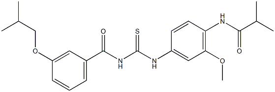 N-[4-({[(3-isobutoxybenzoyl)amino]carbothioyl}amino)-2-methoxyphenyl]-2-methylpropanamide Struktur