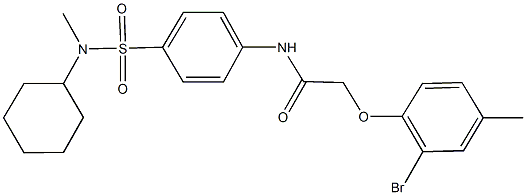 2-(2-bromo-4-methylphenoxy)-N-(4-{[cyclohexyl(methyl)amino]sulfonyl}phenyl)acetamide Struktur