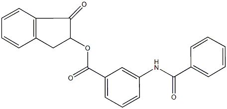 1-oxo-2,3-dihydro-1H-inden-2-yl 3-(benzoylamino)benzoate Struktur