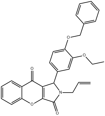 2-allyl-1-[4-(benzyloxy)-3-ethoxyphenyl]-1,2-dihydrochromeno[2,3-c]pyrrole-3,9-dione Struktur