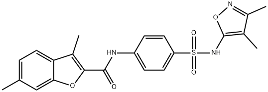 N-(4-{[(3,4-dimethyl-5-isoxazolyl)amino]sulfonyl}phenyl)-3,6-dimethyl-1-benzofuran-2-carboxamide Struktur