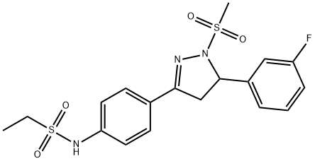 N-{4-[5-(3-fluorophenyl)-1-(methylsulfonyl)-4,5-dihydro-1H-pyrazol-3-yl]phenyl}ethanesulfonamide Struktur