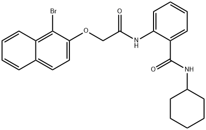 2-({[(1-bromo-2-naphthyl)oxy]acetyl}amino)-N-cyclohexylbenzamide Struktur