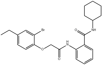 2-{[(2-bromo-4-ethylphenoxy)acetyl]amino}-N-cyclohexylbenzamide Struktur