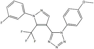 5-[1-(3-fluorophenyl)-5-(trifluoromethyl)-1H-pyrazol-4-yl]-1-(4-methoxyphenyl)-1H-tetraazole Struktur