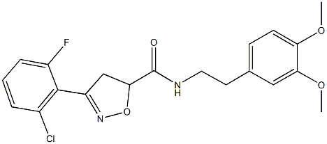 3-(2-chloro-6-fluorophenyl)-N-[2-(3,4-dimethoxyphenyl)ethyl]-4,5-dihydro-5-isoxazolecarboxamide Struktur