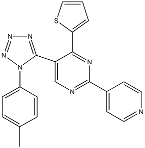 5-[1-(4-methylphenyl)-1H-tetraazol-5-yl]-2-(4-pyridinyl)-4-(2-thienyl)pyrimidine Struktur