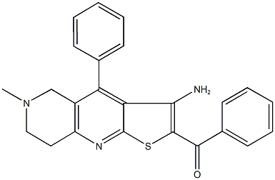 (3-amino-6-methyl-4-phenyl-5,6,7,8-tetrahydrothieno[2,3-b][1,6]naphthyridin-2-yl)(phenyl)methanone Struktur