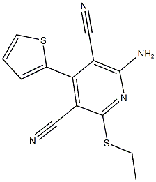 2-amino-6-(ethylsulfanyl)-4-(2-thienyl)-3,5-pyridinedicarbonitrile Struktur