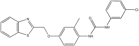 N-[4-(1,3-benzothiazol-2-ylmethoxy)-2-methylphenyl]-N'-(3-chlorophenyl)urea Struktur