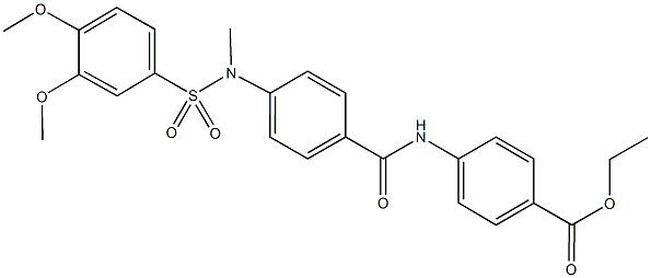 ethyl 4-({4-[[(3,4-dimethoxyphenyl)sulfonyl](methyl)amino]benzoyl}amino)benzoate Struktur